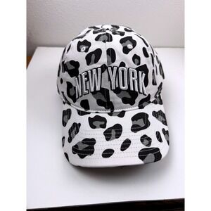 The Game New York Baseball Hat Leopard Animal Print White Grey Adjustable Cap